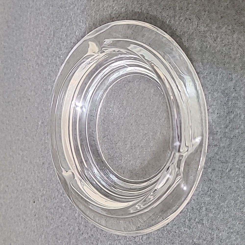 Vintage 4" Clear Glass 3-Slot Round Ashtray
